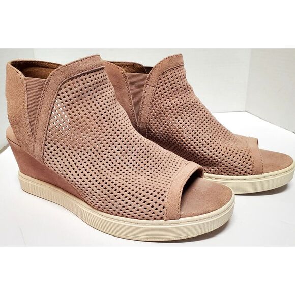 Sofft Basima Sneaker Sandal 9.5M Rose Perforated Leather Platform Wedge Comfort - Picture 1 of 11